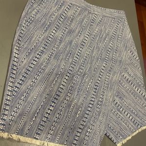 Loft Blue Woven Pencil Skirt